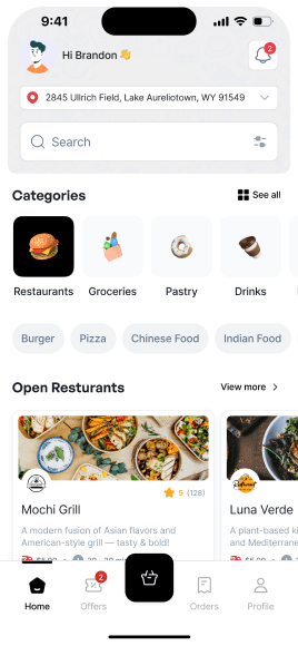 Customer food ordering app