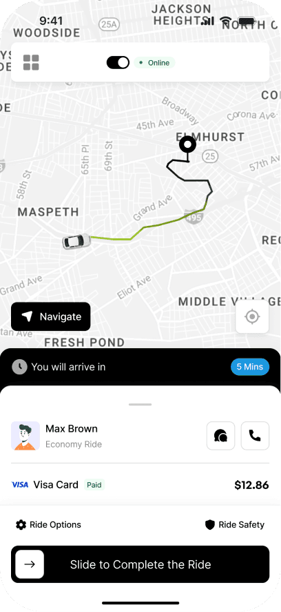 BetterTaxi driver app order details screen