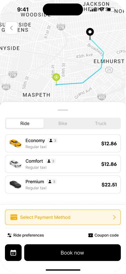 BetterTaxi passenger app trip screen