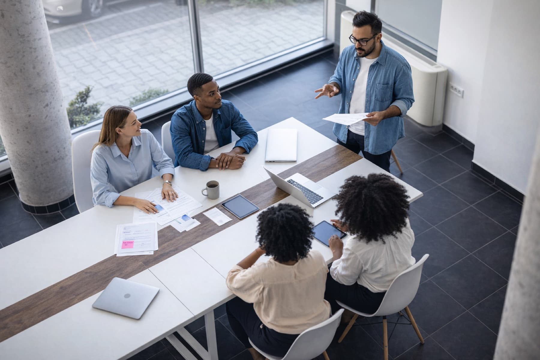 A startup team in a planning meeting
