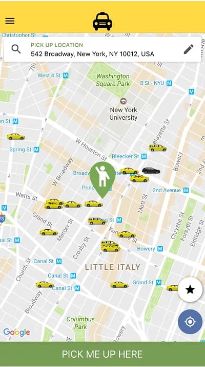 TaxiCaller: Set the pickup. Drag the map pin, then tap Pick me up here.