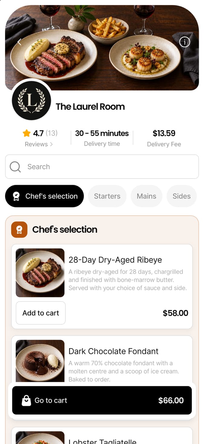 Customer shopping app preview