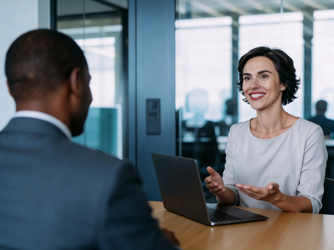 A client meeting in a modern office